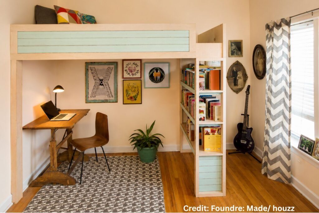 Lofted Sleeper With Bookcase