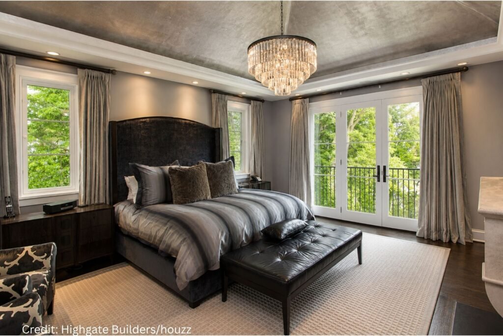 Statement Chandelier Above Bed