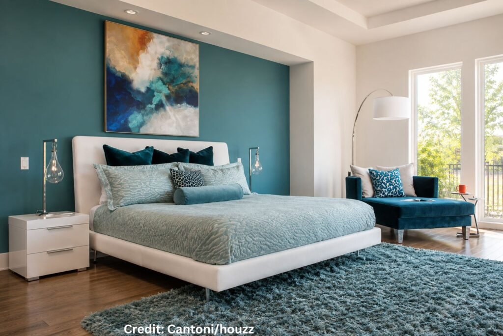 Teal Upholstered Bedside Seating