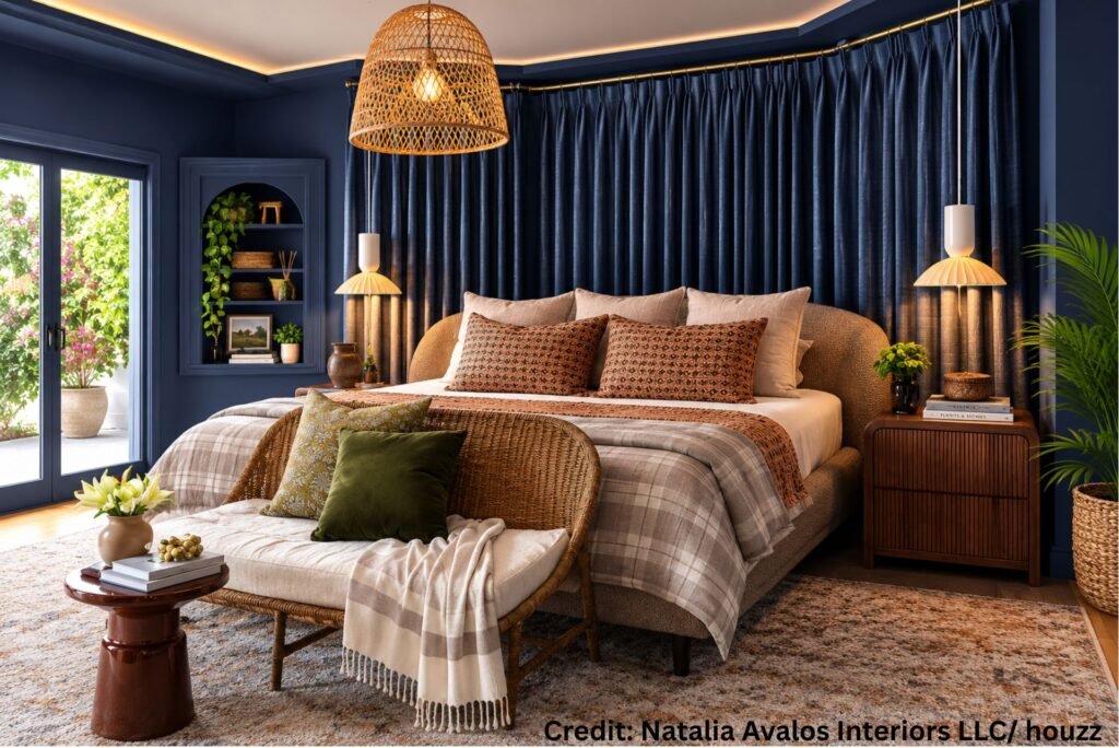 Velvet Drapes Behind Headboard