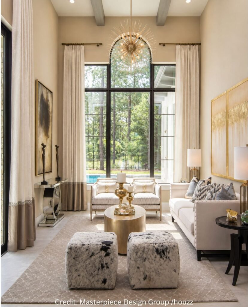Arched Window And Drapery Feature