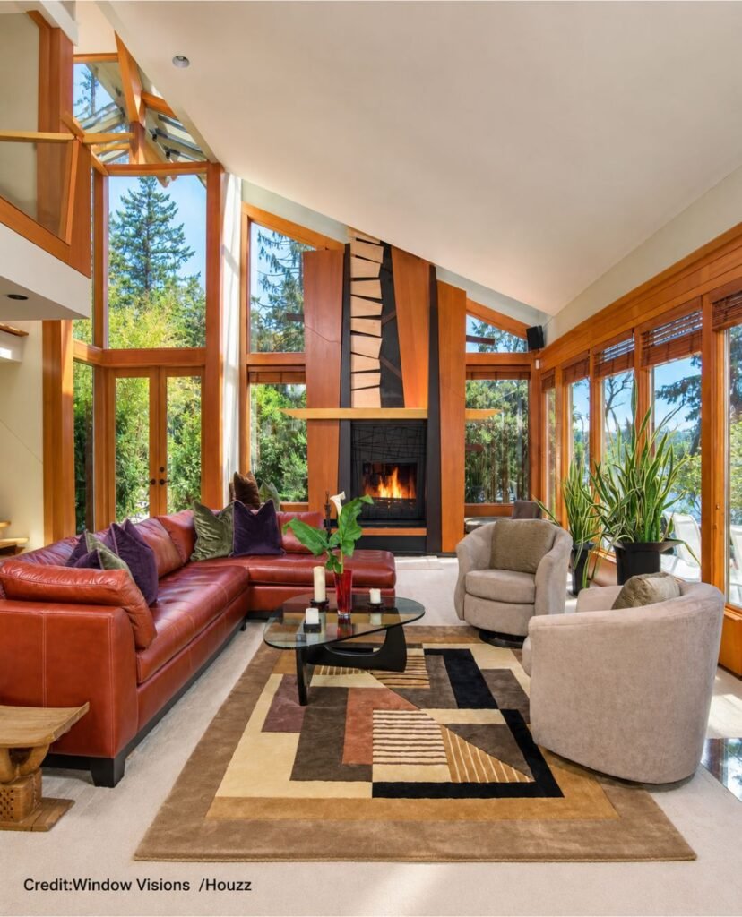 Beige Wall Fireplace Setting