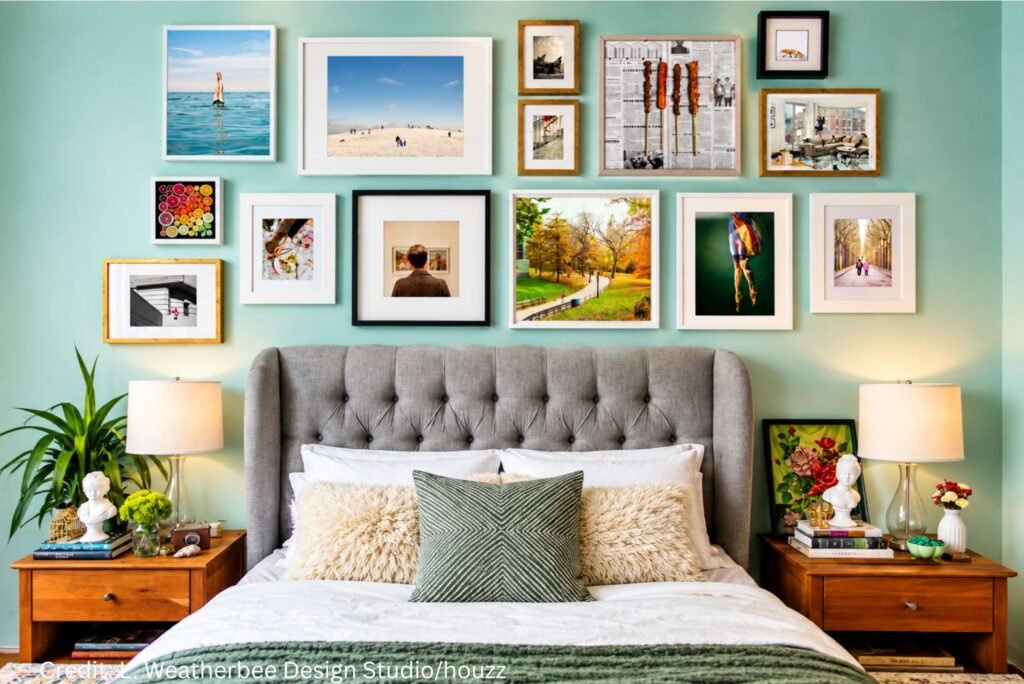 Collected Artwork Above Bed