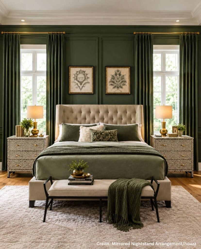 Mirrored Nightstand Arrangement