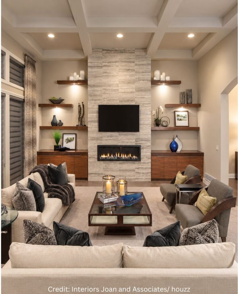 Ribbon Fireplace And Media Wall